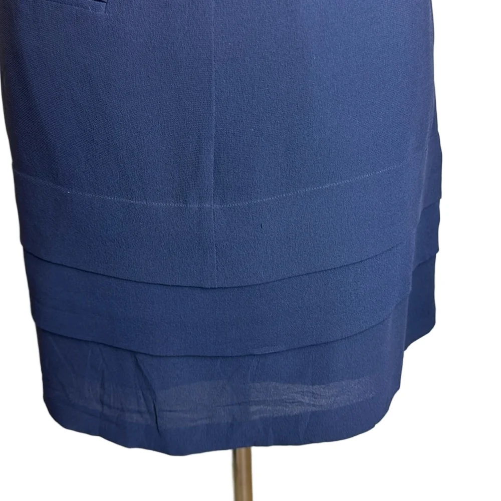 Balenciaga Navy Silk Ruffled Layered Skirt Size 6